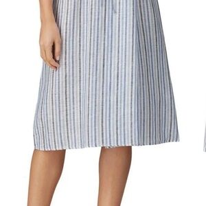 Sita Murt Linen Skirt-small- Blue and White Striped Midi Skirt EUC cottagecore